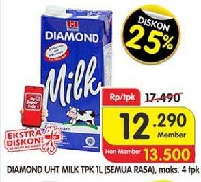 Promo Harga DIAMOND Milk UHT All Variants 1000 ml - Superindo