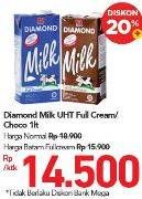 Promo Harga DIAMOND Milk UHT Full Cream, Chocolate 1000 ml - Carrefour