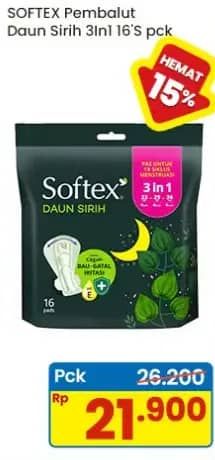 Promo Harga Softex Daun Sirih 3 In 1 16 pcs - Indomaret
