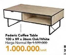 Promo Harga Coffee Table Federic 100x59x36cm Oak/White  - Carrefour