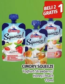 Promo Harga CIMORY Squeeze Yogurt Strawberry, Honey, Peach 120 gr - Lotte Grosir