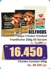 Promo Harga Belfoods Royal Sausages Smoked Chicken, Beef Frankfurter, Cheese Frankfurter 200 gr - Hari Hari