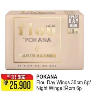 Promo Harga Pokana Flou Pembalut SAP Ultrathin 0,7 mm Heavy Wings 34 Cm, Medium Wings 30 Cm 6 pcs - Alfamart