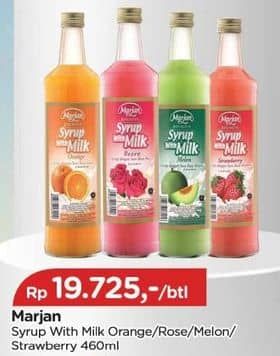 Promo Harga Marjan Syrup with Milk Orange, Rose, Melon, Strawberry 460 ml - TIP TOP