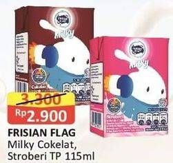 Promo Harga FRISIAN FLAG Susu UHT Milky Zuzhu Zazha Chocolate, Strawberry 115 ml - Alfamart