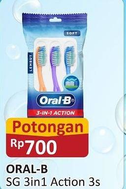Promo Harga Oral B Toothbrush 3in1 Action 3 pcs - Alfamart