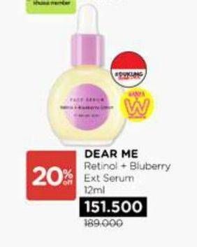 Promo Harga Dear Me Beauty Face Serum Retinol + Blueberry Extract 12 ml - Watsons