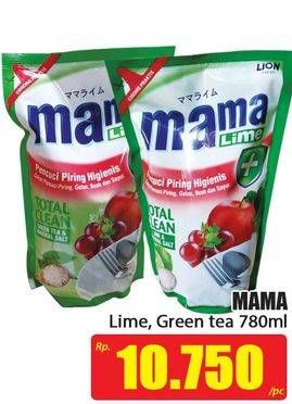 Promo Harga MAMA LIME Cairan Pencuci Piring Lime, Green Tea 780 ml - Hari Hari