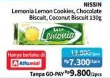 Promo Harga NISSIN Cookies Lemonia Chocolate, Coconut per 2 pouch 130 gr - Alfamidi
