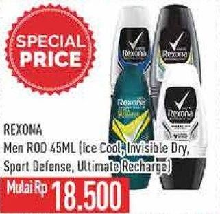 Promo Harga Rexona Men Deo Roll On Ice Cool, Invisible Dry, Sport Defence, Ultra Recharge 45 ml - Hypermart