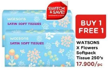 Promo Harga WATSONS X Flower Soft Pack Tissue 250 pcs - Watsons