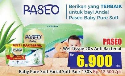 Promo Harga PASEO Baby Wipes Anti Bacterial 20 pcs - Hari Hari