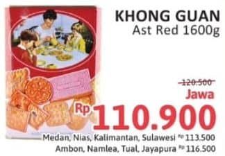 Promo Harga Khong Guan Assorted Biscuit Red 1600 gr - Alfamidi