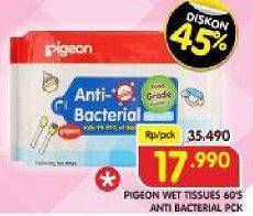 Promo Harga PIGEON Baby Wipes Anti Bacterial 60 sheet - Superindo