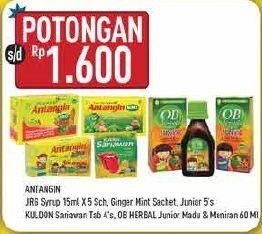 Promo Harga ANTANGIN JRG Syrup Herbal/Junior Obat Masuk Angin/KULDON Sariawan/OB HERBAL Sirup Obat Batuk  - Hypermart