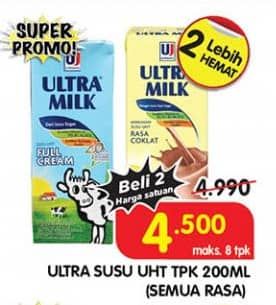 Promo Harga Ultra Milk Susu UHT All Variants 200 ml - Superindo