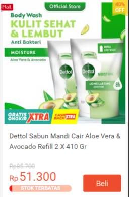 Promo Harga Dettol Body Wash Moisture Aloe Vera Avocado 410 ml - Shopee