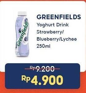Promo Harga Greenfields Yogurt Drink Strawberry, Blueberry, Lychee 250 ml - Indomaret