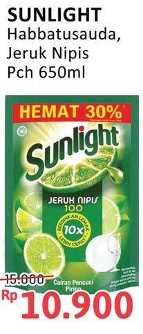 Promo Harga Sunlight Pencuci Piring Jeruk Nipis 100, Higienis Plus With Habbatussauda 650 ml - Alfamidi