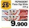 Promo Harga PEPSODENT Pasta Gigi Pencegah Gigi Berlubang White 225 gr - Giant