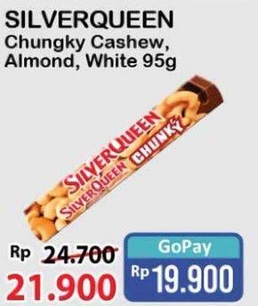 Promo Harga Silver Queen Chunky Bar Cashew, Almonds, White 95 gr - Alfamart