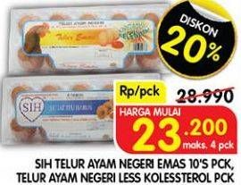 Promo Harga SIH Telur Ayam Negeri Emas, Ayam Negeri Less Kolessterol 10 pcs - Superindo