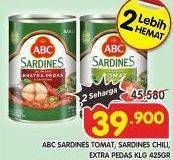 Promo Harga ABC Sardines Kecuali Saus Tomat, Kecuali Saus Ekstra Pedas, Kecuali Saus Cabai 425 gr - Superindo