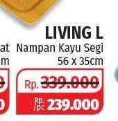 Promo Harga LIVING L Nampan Kayu Segi 56 X 35 Cm  - Lotte Grosir
