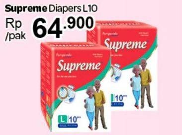 Promo Harga Supreme Adult Diapers L10 10 pcs - Carrefour