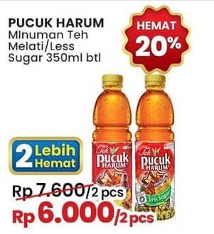 Promo Harga Teh Pucuk Harum Minuman Teh Jasmine, Less Sugar 350 ml - Indomaret