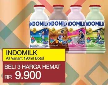 Promo Harga INDOMILK Susu Cair Botol All Variants per 3 botol 190 ml - Yogya