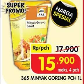 Promo Harga 365 Minyak Goreng 1000 ml - Superindo