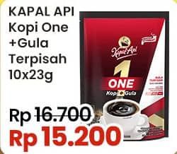 Promo Harga Kapal Api Kopi One + Gula Terpisah per 10 sachet 23 gr - Indomaret