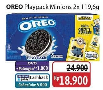 Promo Harga Oreo Biskuit Vanilla Choco Playpack Minion 239 gr - Alfamidi