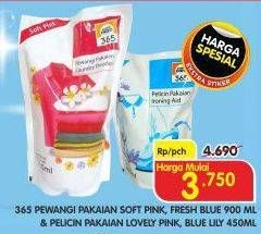 365 Pewangi Pakaian Soft Pink, Fresh Blue 900 ml & Pelicin Pakaian Lovely Pink, Blue Lily 450ml