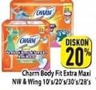 Promo Harga Charm Body Fit Extra Maxi NonWing, Wing 10 pcs - Hypermart