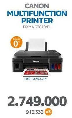 Promo Harga Canon Pixma G3010 Printer  - Electronic City