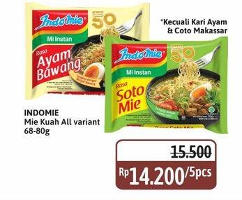 Promo Harga Indomie Mi Kuah Kecuali Coto Makassar, Kecuali Kari Ayam 72 gr - Alfamidi