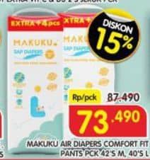 Promo Harga Makuku Comfort Fit Diapers Pants M42+4, L40+4 44 pcs - Superindo