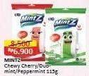 Promo Harga Mintz Candy Chewy Mint Cherrymint, Doublemint, Peppermint 115 gr - Alfamart