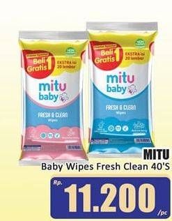 Promo Harga MITU Baby Wipes Fresh & Clean Blue Blossom Berry, Pink Blooming Cherry 60 sheet - Hari Hari