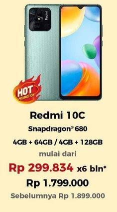 Promo Harga Xiaomi Redmi 10C Smartphone 4 GB + 128 GB, 4 GB + 64 GB  - Erafone