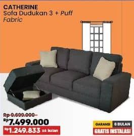 Promo Harga Courts Catherine Sofa Dudukan 3 + Puff | Fabric  - COURTS