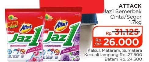 Promo Harga Attack Jaz1 Detergent Powder Semerbak Cinta, Pesona Segar 1700 gr - Lotte Grosir