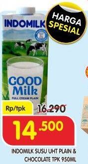 Promo Harga Indomilk Susu UHT Cokelat, Full Cream Plain 1000 ml - Superindo