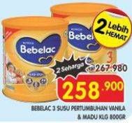 Promo Harga Bebelac 3 Susu Pertumbuhan Madu, Vanila 800 gr - Superindo