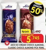 Promo Harga Aice Ice Cream Classic Choco Almond, Chocolate Almond 90 gr - Superindo