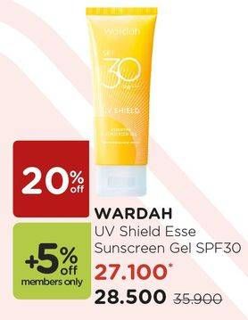 Promo Harga WARDAH UV Shield  Essential Sunscreen Gel SPF 30 PA+++ 35 ml - Watsons