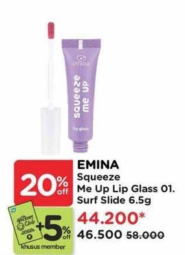 Promo Harga Emina Squeeze Me Up Lip Glass 01 Surf Slide 6 gr - Watsons