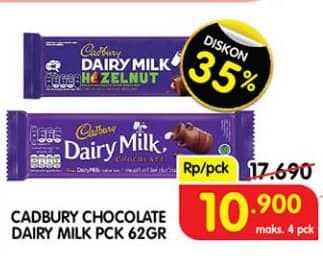 Promo Harga Cadbury Dairy Milk 62 gr - Superindo